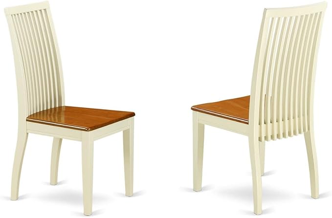 East West Furniture NDIP5-WHI-W Norden 5 Piece Room Furniture Set Includes a Rectangle Dining Table with Dropleaf and 4 Wood Seat Chairs, 30x48 Inch, Buttermilk & Cherry - LeafyLoom