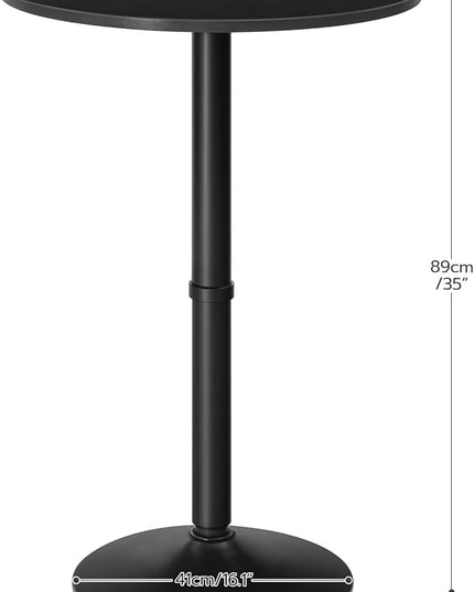 HOOBRO Round Bar Table, 35" Tall Pub Table, Cocktail Table with Base, Stable Counter Table with Non-Slip Base for Narrow Space, Bar Height Table for Kitchen, Easy to Assemble, Black BB57BT01 - LeafyLoom