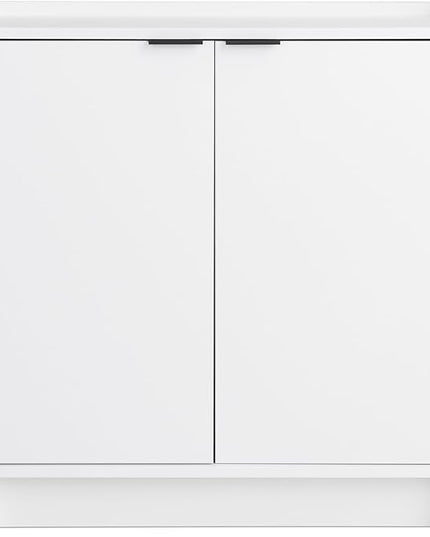 Prepac Simply Modern 2 Console Table, White Doors and Shelves, Buffet Cabinet with Storage, 30.75" W x 30" H x 16" D - LeafyLoom