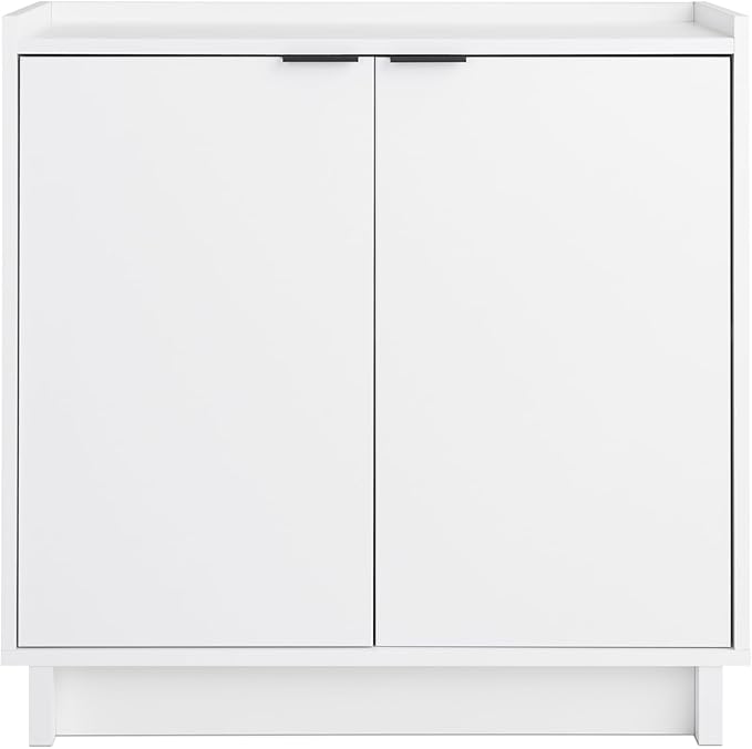 Prepac Simply Modern 2 Console Table, White Doors and Shelves, Buffet Cabinet with Storage, 30.75" W x 30" H x 16" D - LeafyLoom