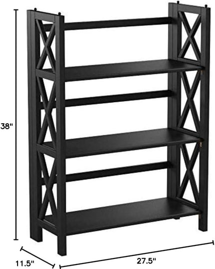 Casual Home Montego 3-Shelf Folding Bookcase, Black - LeafyLoom