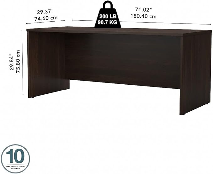 Bush Business Furniture Studio C Office Desk, Computer Table for Home or Professional Workspace, 72W x 30D, Black Walnut - LeafyLoom