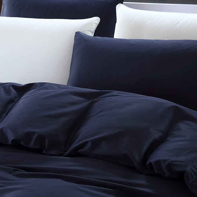Solid Navy Comforter Set Cal King Navy Blue Bedding Set Soft Pure Navy Blue Bedding Quilt Men Navy Blue Blanket Women Breathable Durable Bed Comforter Set Dark Navy Blue Bedding Set Cal King - LeafyLoom