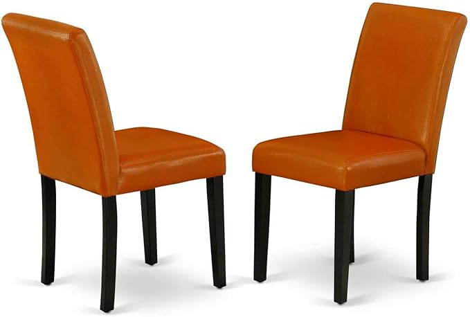 East West Furniture Eden 3 Piece Set Contains a Round Dining Room Table with Pedestal and 2 Baked Bean Faux Leather Upholstered Parson Chairs, 30x30 Inch, ESAB3-BCH-61 - LeafyLoom