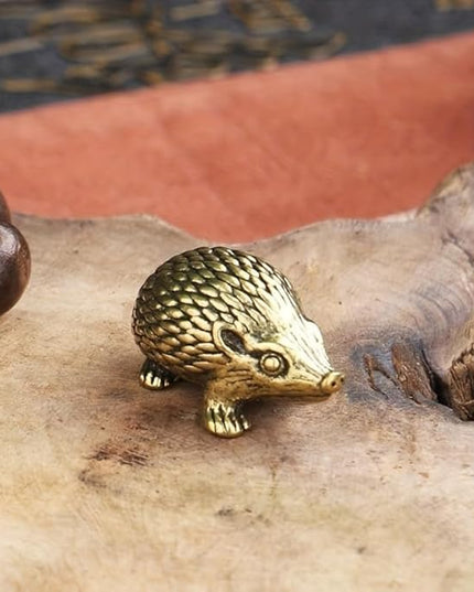 Vintage Solid Brass Hedgehog Figurine - Charming Desk Decor for Collectors - Perfect Home or Office Accent(Hedgehog) - LeafyLoom