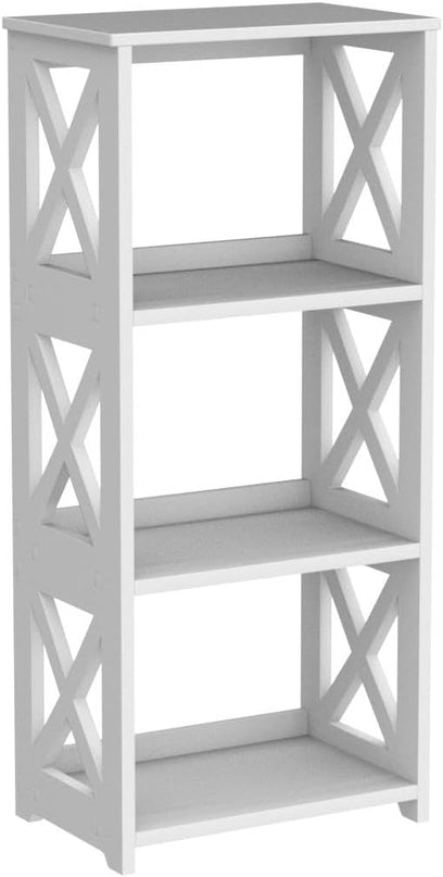 Small Bookcase Bookshelf - 4 Tier Bookshelves Organizer Storage Shelf for Kids, Bookcases Book Display Rack & Open Shelves Table for Bathroom, Living Room, Bedroom, Office, White - LeafyLoom