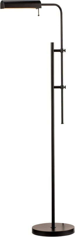 O'Bright Cedric Adjustable Pharmacy Floor Lamp - Industrial Design for Reading, Crafting, Work - 10W LED, Height 45-61 inches - Ideal for Living Room, Bedside, Office - Black - LeafyLoom