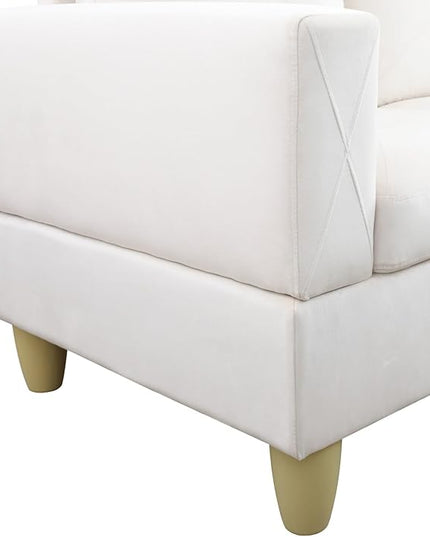 L-Shaped Sectional Couches with 66.5'' Chaise Lounge & Storage Ottoman Modular Room Sofas for Home Office Apartment, Large Living Furniture, 97'' Right Hand Facing, White Flannel - LeafyLoom
