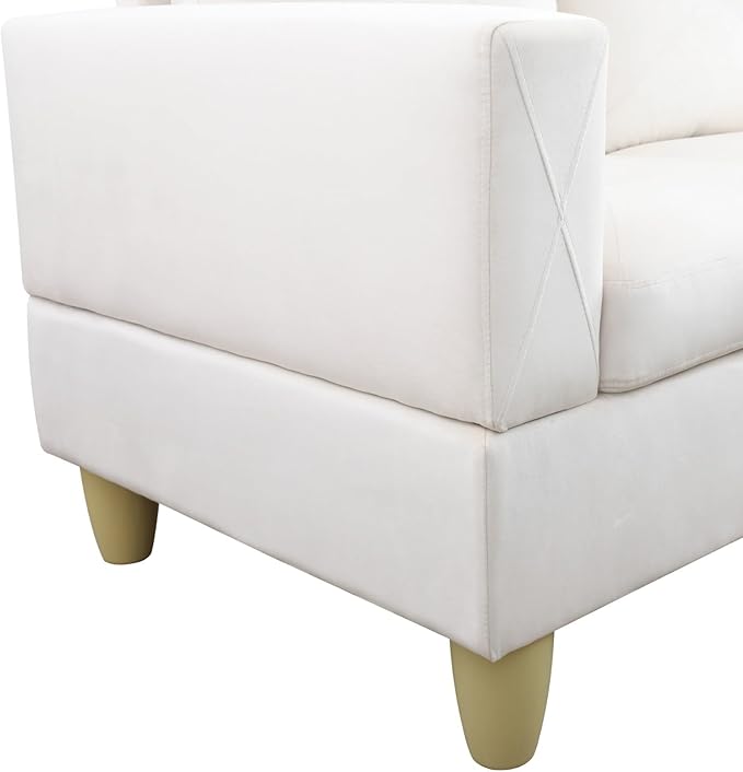 L-Shaped Sectional Couches with 66.5'' Chaise Lounge & Storage Ottoman Modular Room Sofas for Home Office Apartment, Large Living Furniture, 97'' Right Hand Facing, White Flannel - LeafyLoom