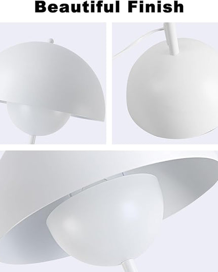 Modern Floor Lamp for Bedroom, 63'' Industrial Corner Floor Lamp for Living Room, Metal Arched Shade Tall Standing Lamp for Office, Reflecting Light Reading Floor Lamp, White - LeafyLoom