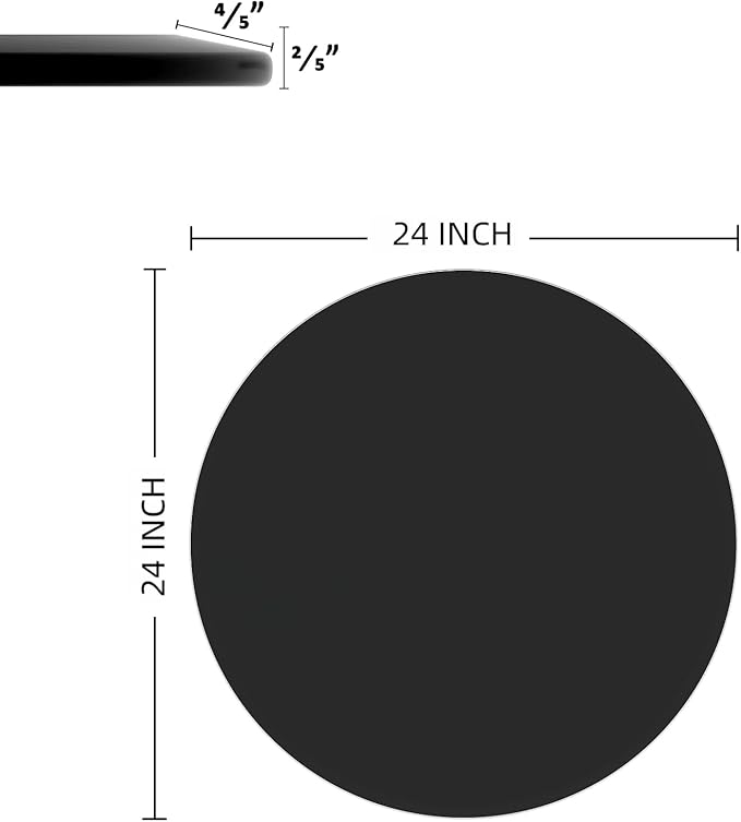 Round Tempered Glass Table Top, 24 Inch, Black - LeafyLoom