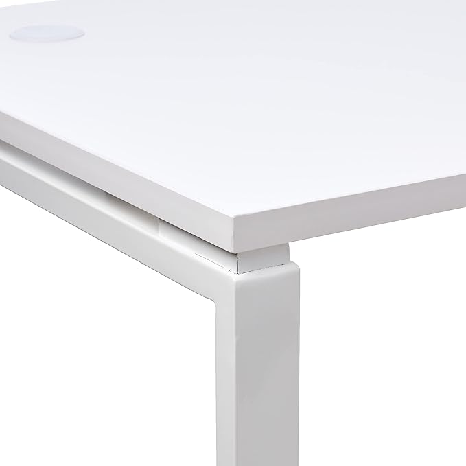 OSP Home Furnishings 60” Writing Desk with White Laminate Top & White Finish Metal Legs, 60 - LeafyLoom