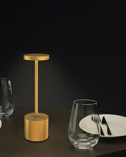 Cordless Table Lamp, Rechargeable LED Battery 5000mAh Metal USB Portable Powered Desk Lamp, 3 Levels Brightness Light for Restaurants Outdoor (10.25in Gold) - LeafyLoom
