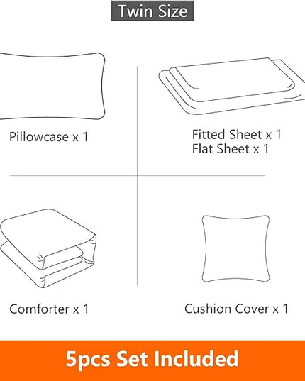 Kids Gaming Bedding Sets, 5 Piece Gamer Comforter Sets for Teens Boys Twin Size for Bedroom Comforter Set Adult 3D Gamepad Microfiber Bedding Sets Fits All Season - LeafyLoom