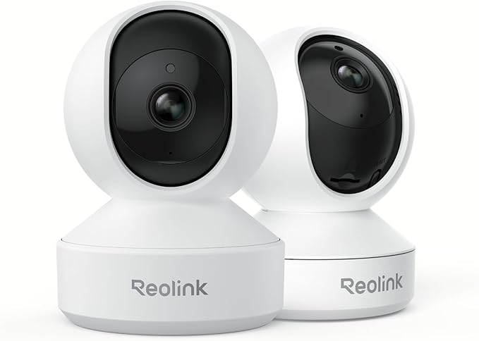 REOLINK Indoor Security Camera, 2.4/5 GHz WiFi, 5MP 360 Degree Pet Camera with Auto Tracking, Person/Pet Detection, Local Storage, 2 Way Talk, Ideal for Baby/Dog Monitor, Plug-in, E1 Pro 2 Pack (New) REOLINK