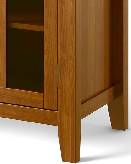 SIMPLIHOME Artisan SOLID WOOD Universal TV Media Stand, 53 inch Wide, Contemporary, Living Room Entertainment Center, Storage Shelves and Cabinets, for Flat Screen TVs up to 60 inches in Honey Brown - LeafyLoom