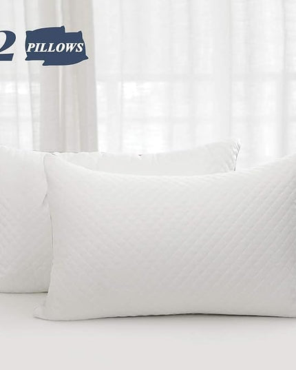 Soft Pillows for Sleeping - Hotel Collection Velvet Bed Pillows with Adjustable Filling, Full Size Pillows 2 Pack for Side, Back and Stomach Sleepers, Standard 20"x26" - LeafyLoom
