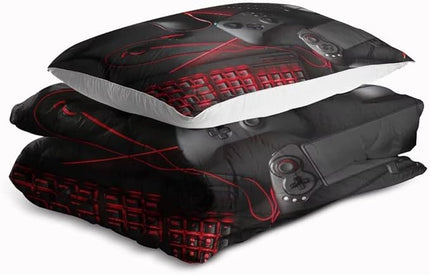 Gaming Comforter for Boys Teens,Game Bedding Sets Twin,Kids Gamer Comforter Set,Video Game Bedroom Decor,Gamepad Controller Duvet Insert All Season 3 Piece 1 Comforter and 2 Pillowcases - LeafyLoom