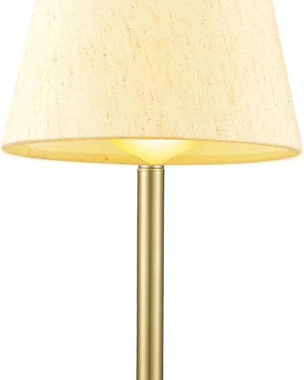 Globe Electric 61000057 16" Desk Lamp, Matte Brass Finish, White Linen Shade, Pivot Joint, On/Off Rotary Switch on Socket, E26 Base Bulb, Lamp for Living Room, Home Office, Home Improvement - LeafyLoom