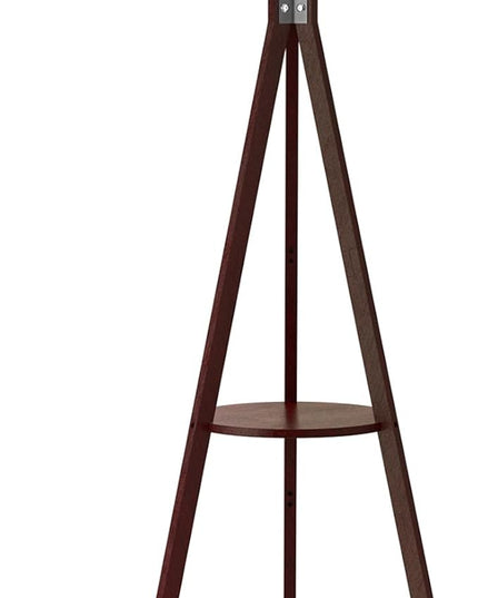 LEPOWER Tripod Floor Lamp, Mid Century Wood Standing Lamp, Modern Design Shelf Floor Lamp for Living Room, Bedroom, Office, Flaxen Lamp Shade with E26 Lamp Base Walnut - LeafyLoom