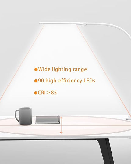 YOUKOYI LED Desk Lamp with Clamp, Architect Desk Lamp for Home Office with Touch Control, 9W Clip on Desk Lamp Swing Arm Desk Light, 3 Color Modes and Stepless Dimming Flexible Gooseneck Clamp Lamp - LeafyLoom