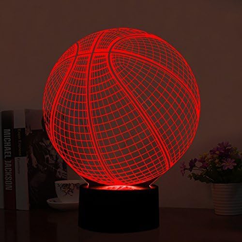 Basketball 3D Illusion Lamp, LED Night Lights for Kids Birthday Gift 7 Color Changing Touch Switch Xmas Decoration Nightlight Children Room Bedroom Decorations Toys for Sports Theme Fans - LeafyLoom
