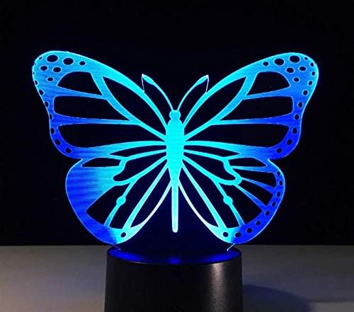Butterfly Girl's Lamp 3D Illusion Night Lights Girl's Birthday Gifts - Multi Colors Changing Bedroom Decorative Arts Gifts for Female (Butterfly) - LeafyLoom