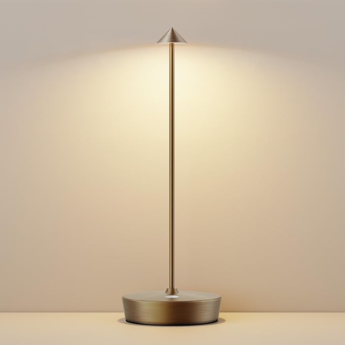 Cordless Rechargeable Table Lamp-Protable 6000mAh Battery Operated-Outdoor Waterproof Table Light-LED Touch Dimmable Desk Lamps-Patio Dining Restaurant Home Living Room Bronze - LeafyLoom