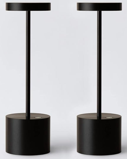 2 Pack Cordless Table Lamp Rechargeable Outdoor Waterproof Portable Battery Operated LED Table Light - for Home Restaurant Desk Bar Patio Kitchen Dinning Party (Black) - LeafyLoom