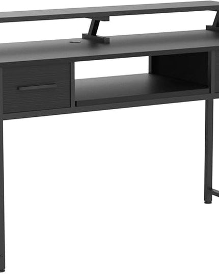 ODK Computer Desk Study Table, 55 Inch Office Desk with Drawers and Keyboard Tray, Study Desk Work Desk with Monitor Shelf, Writing Desk with Storage for Home Office, Black - LeafyLoom