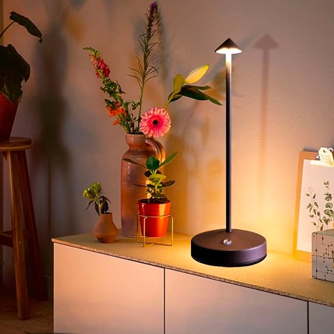 Cordless Table Lamps,Rechargeable Led Touch Bar Lamp, Portable Battery Desk Lamp,2 Level Brightness Dimmable Night Light,Minimalist Design, for Living Room/Restaurant/Couple Dinner/(Rust) - LeafyLoom