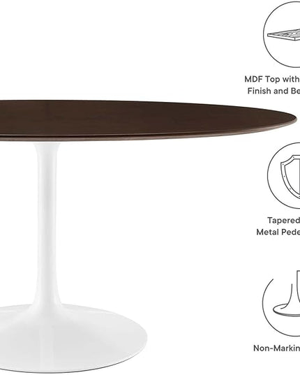 Modway Lippa Dining Table, 60", White Cherry Walnut - LeafyLoom