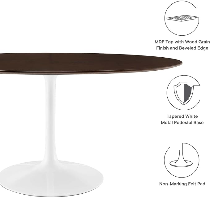 Modway Lippa Dining Table, 60", White Cherry Walnut - LeafyLoom