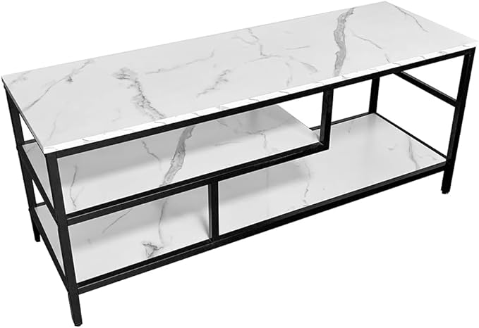 AT-VALY 3-Tier TV Stand Media Console Table with Open Shelving Storage for Living Room Bedroom 47inch for up to 55" TV - LeafyLoom