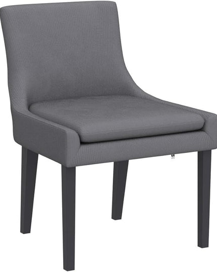 COLAMY Modern Dining Chairs Set of 4, Upholstered Corduroy Accent Side Leisure Chairs with Mid Back and Wood Legs for Living Room/Dining Room-Grey - LeafyLoom