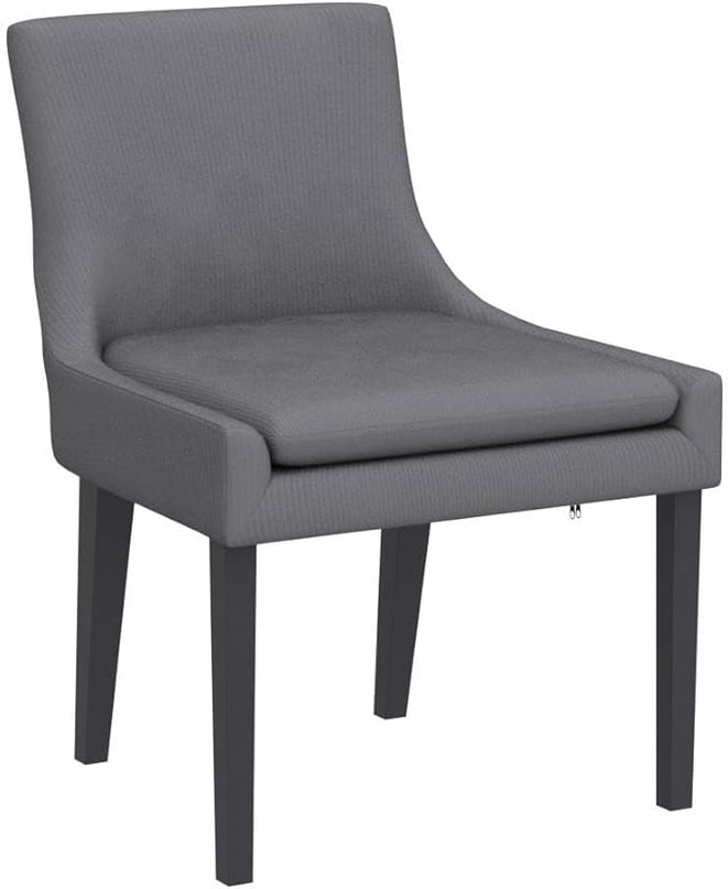 COLAMY Modern Dining Chairs Set of 4, Upholstered Corduroy Accent Side Leisure Chairs with Mid Back and Wood Legs for Living Room/Dining Room-Grey - LeafyLoom