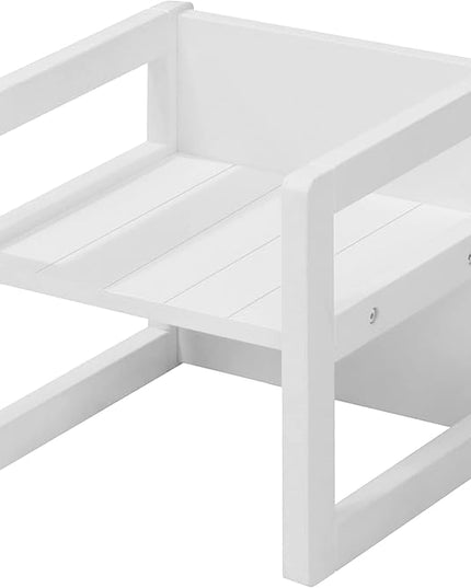 Roba: Country-Farmhouse Chair: White Wood - Chic Children’s Chair, Adjustable Seat Height, Converts Into A Table, Toddler & Kids, Ages 2+ - LeafyLoom