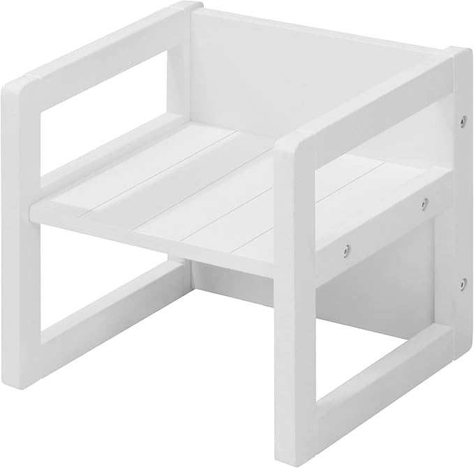 Roba: Country-Farmhouse Chair: White Wood - Chic Children’s Chair, Adjustable Seat Height, Converts Into A Table, Toddler & Kids, Ages 2+ - LeafyLoom