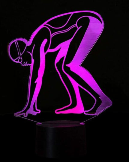 Optical Illusion 3D Sports Swimming Night Light 16 Colors Changing USB Power Remote Control Touch Switch Decor Lamp LED Table Desk Lamp Children Kids Christmas Xmas Brithday Gift - LeafyLoom