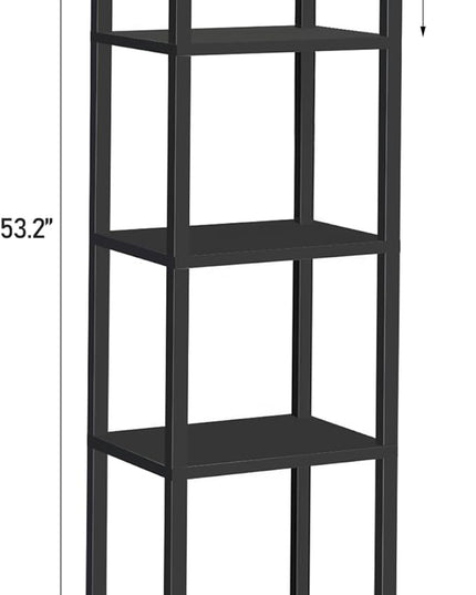TUTOTAK Bookshelf, 5-Tier Tall Book Shelf, Narrow Bookcase for Small Space, DIY Stackable Bookshelf, for Living Room, Office, Study, Entryway, Industrial, Black BS01BK005 - LeafyLoom
