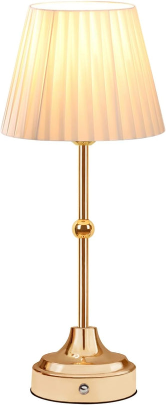 Cordless Metal Table Lamp,Touch Sensor Control Portable LED Table Lamp,3-Levels Brightness Rechargeable Bedside Lamp,Night Light for Kids Nursery,Dining Room Lamp (Gold) - LeafyLoom