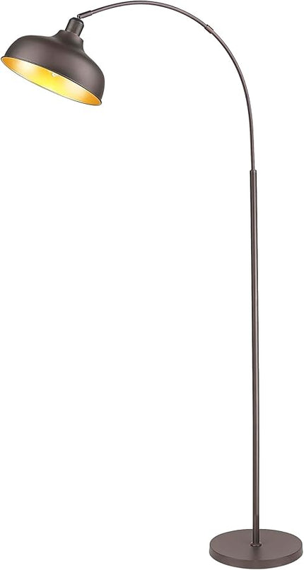 Arc Floor Lamps for Living Room with Remote Control, Modern Farmhouse Tall Standing Lamp, Floor Lamp with 360° Adjustable Hanging Dome Shade, Dimmable Tall Lamp with 9W LED Bulb - LeafyLoom