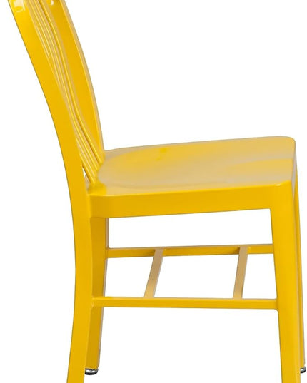 Flash Furniture Commercial Grade Yellow Metal Indoor-Outdoor Chair - LeafyLoom