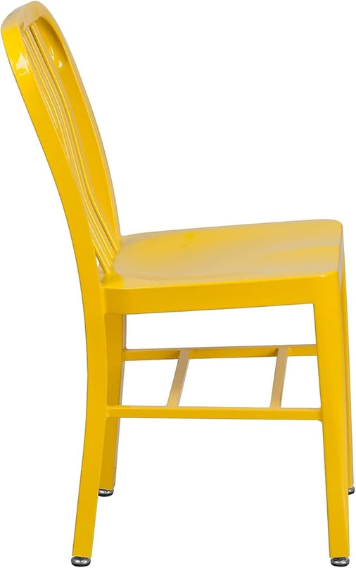 Flash Furniture Commercial Grade Yellow Metal Indoor-Outdoor Chair - LeafyLoom