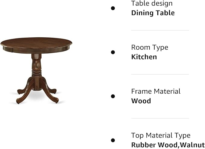 East West Furniture Kitchen Table, 36x36 Inch, ANT-AWA-TP - LeafyLoom