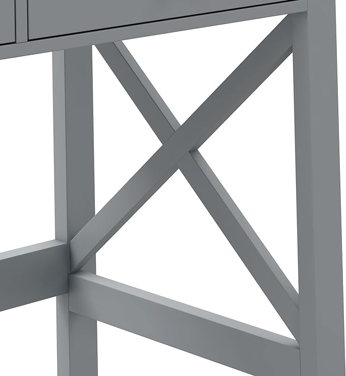 ChooChoo Home Office Desk Writing Computer Table Modern Design Desk with Drawers (Grey) - LeafyLoom