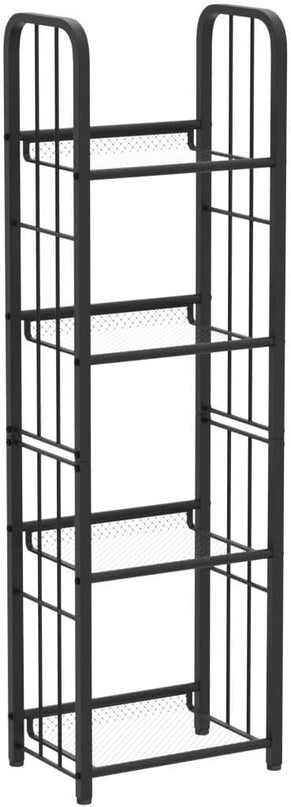 Bookshelf Vertical Storage Freestanding Storage Stand for Living Room, Bedroom, Kitchen, Rust Resistance, Easy Assemblyl Free CombinationMulti-Functional Organizer (4 Tiers, Black) - LeafyLoom