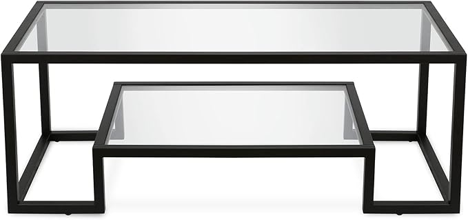 Henn&Hart 45" Wide Rectangular Coffee Table in Blackened Bronze, Modern coffee tables for living room, studio apartment essentials - LeafyLoom