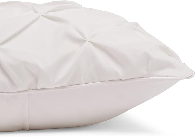 Amazon Basics All-Season Down-Alternative 3 Piece Comforter Bedding Set, Full/Queen, Cream, Pinch Pleat With Piped Edges - LeafyLoom