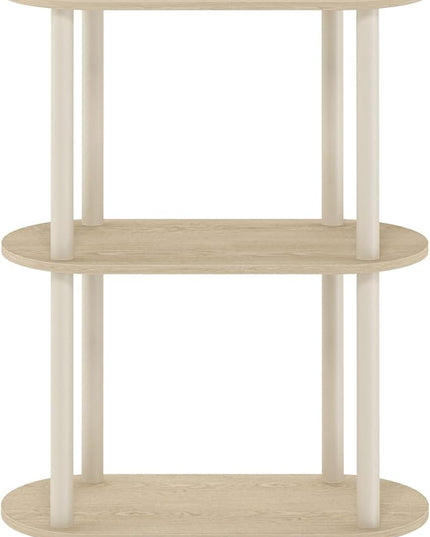 Furinno Turn-N-Tube No Tools 3-Tier Modern Oval Side Display Rack, Bauhaus Oak/Beige - LeafyLoom